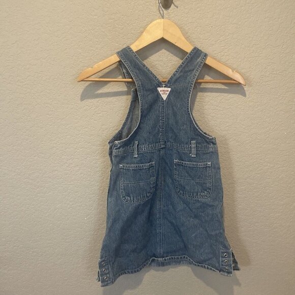 Vintage OshKosh Floral Denim Skirtall Jumper Girls 6 Flag Embroidery July 4th - Picture 6 of 12